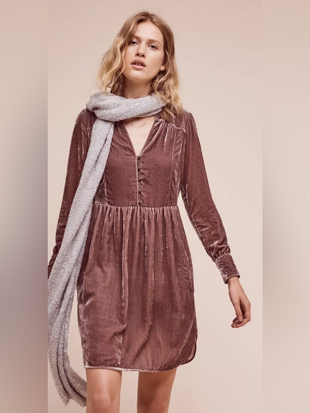 Anthropologie Holding Horses Velvet Shirt Dress Small